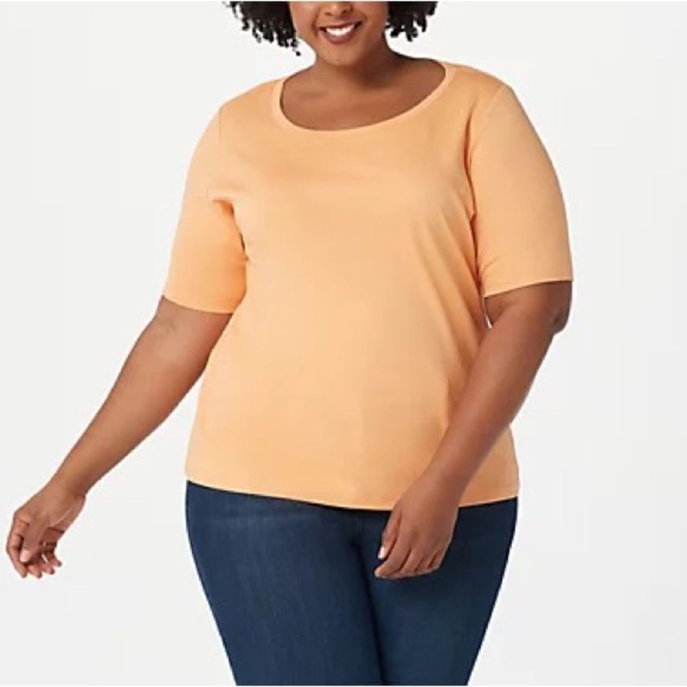 Isaac Mizrahi Live! Essentials Pima Cotton Elbow Sleeve Top